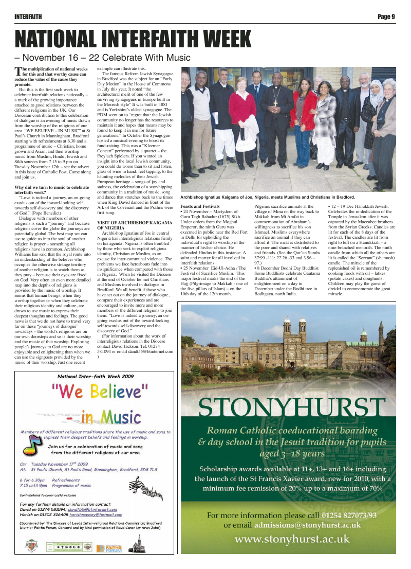 Nov 2009 edition of the Leeds Catholic Post