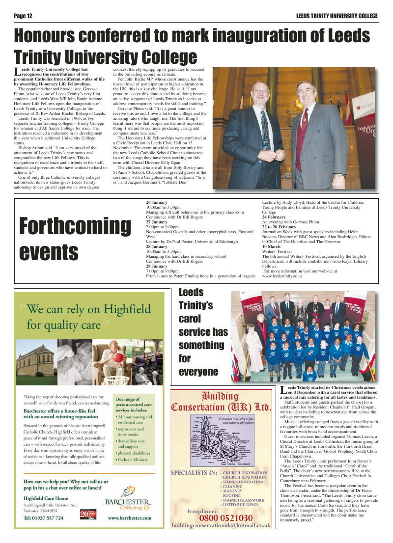 Dec 2009 edition of the Leeds Catholic Post