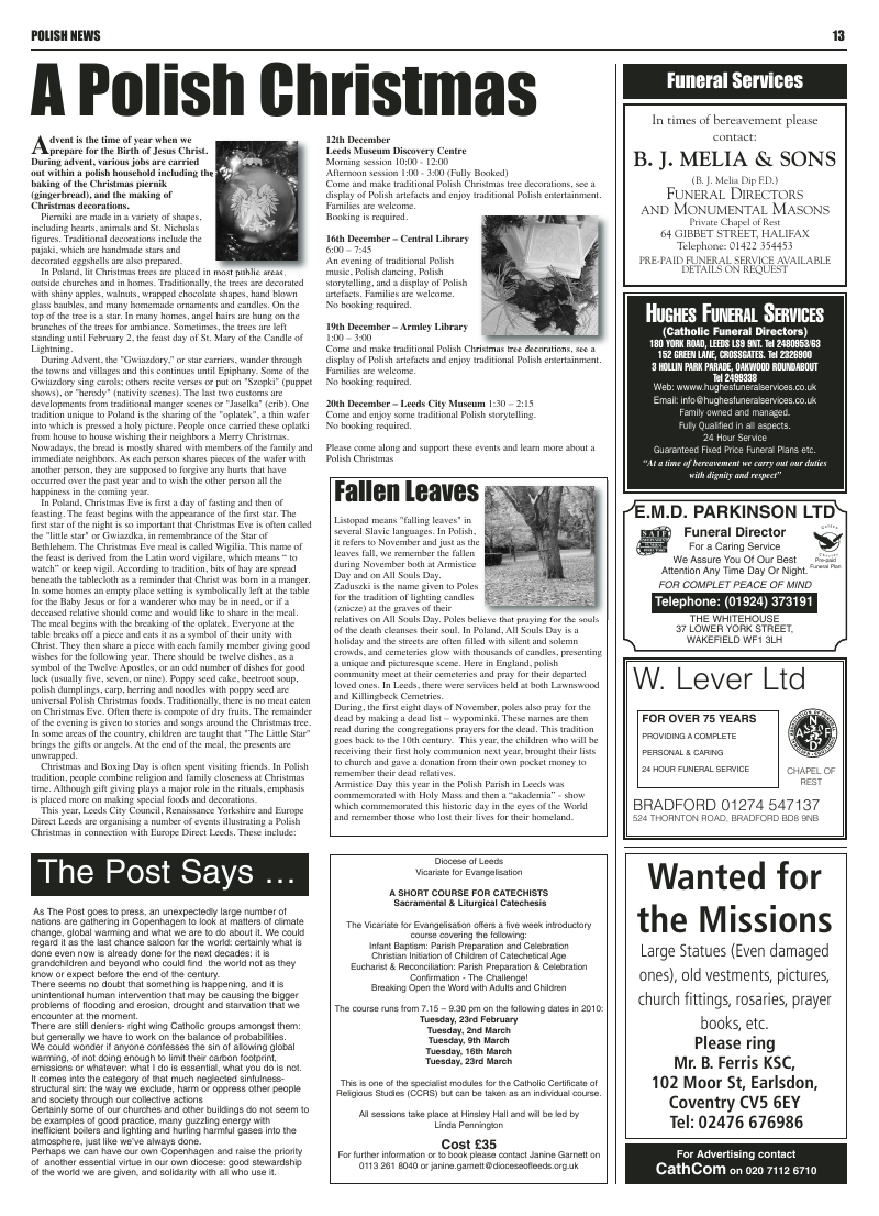 Dec 2009 edition of the Leeds Catholic Post Dec 2009 edition of the Leeds Catholic Post