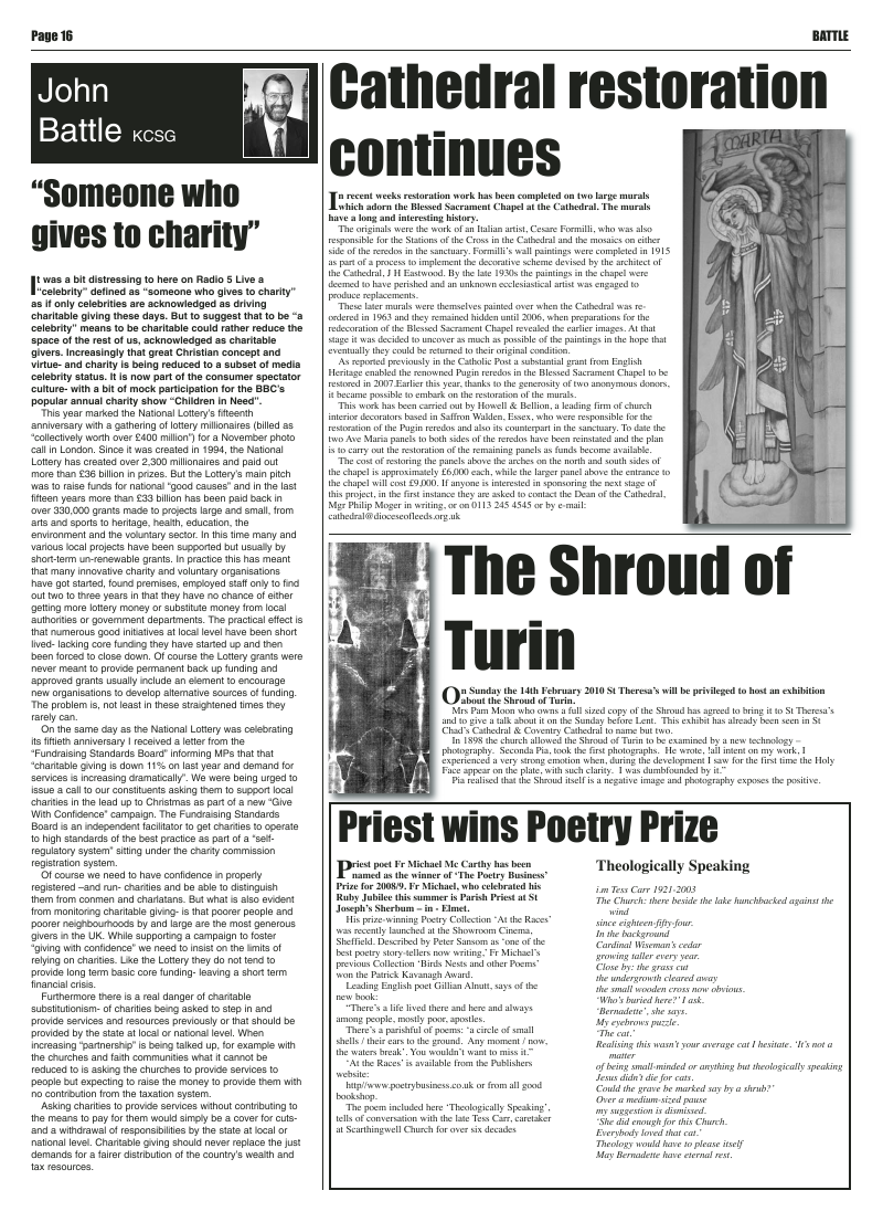 Dec 2009 edition of the Leeds Catholic Post