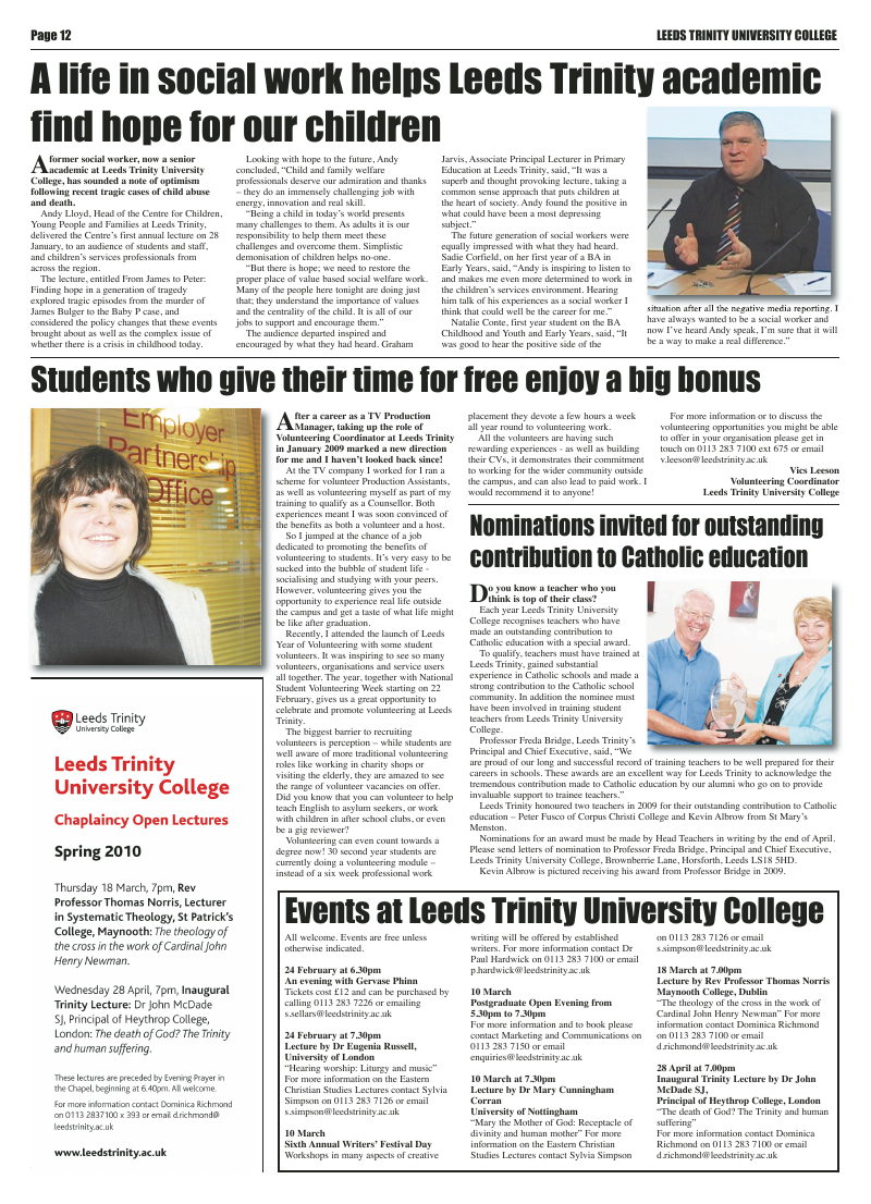 Feb 2010 edition of the Leeds Catholic Post Feb 2010 edition of the Leeds Catholic Post