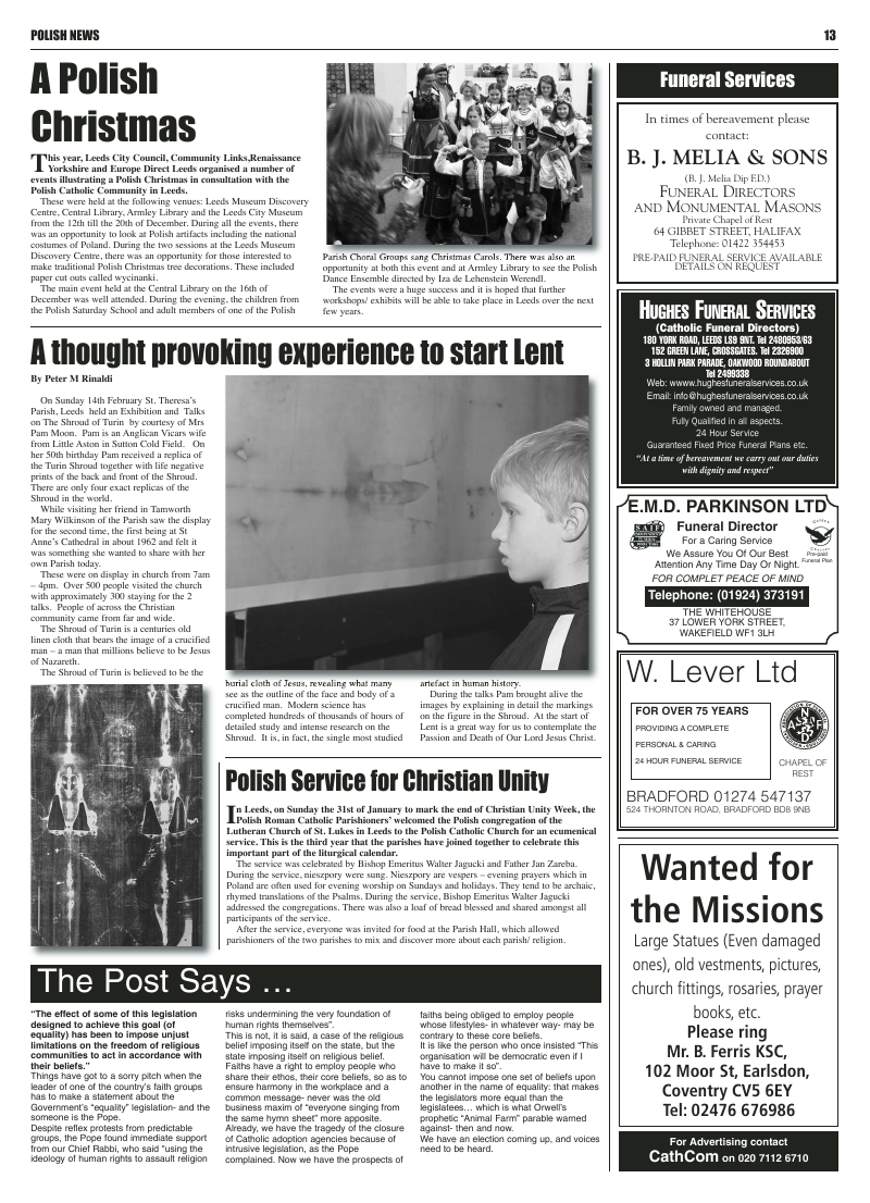 Feb 2010 edition of the Leeds Catholic Post Feb 2010 edition of the Leeds Catholic Post