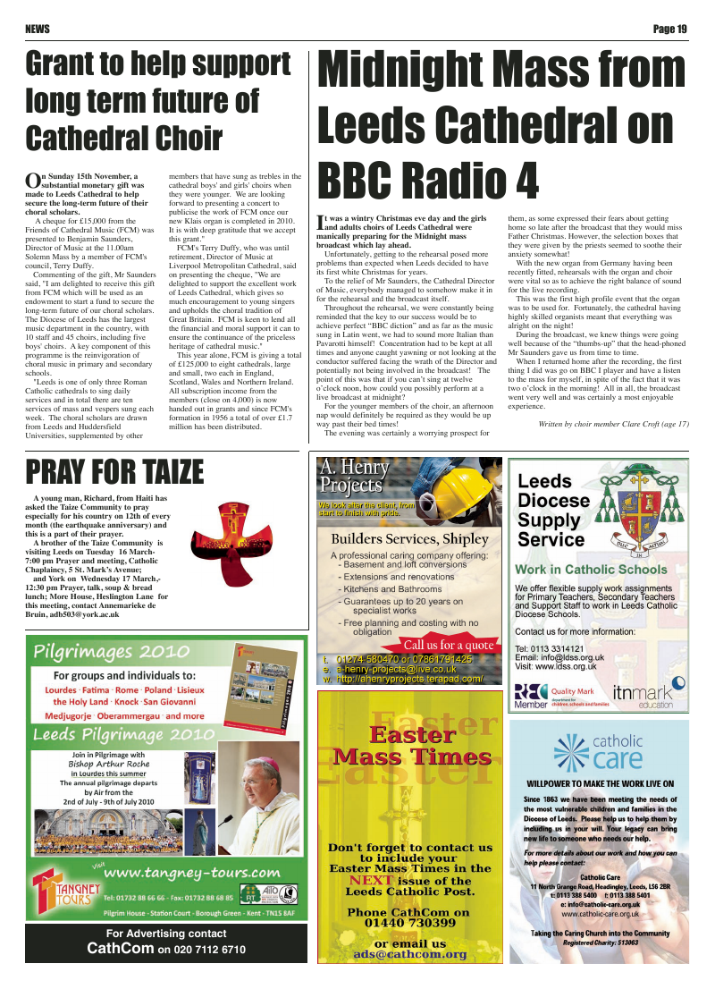 Feb 2010 edition of the Leeds Catholic Post