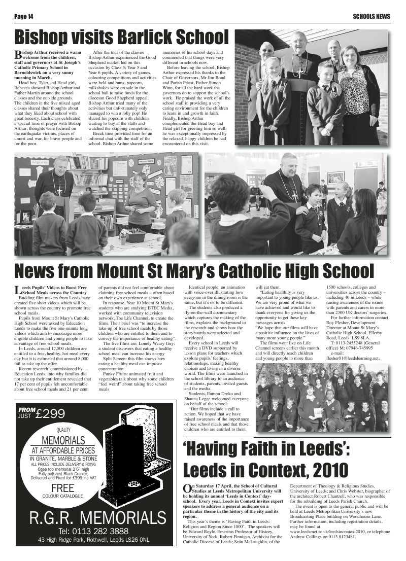 Mar 2010 edition of the Leeds Catholic Post