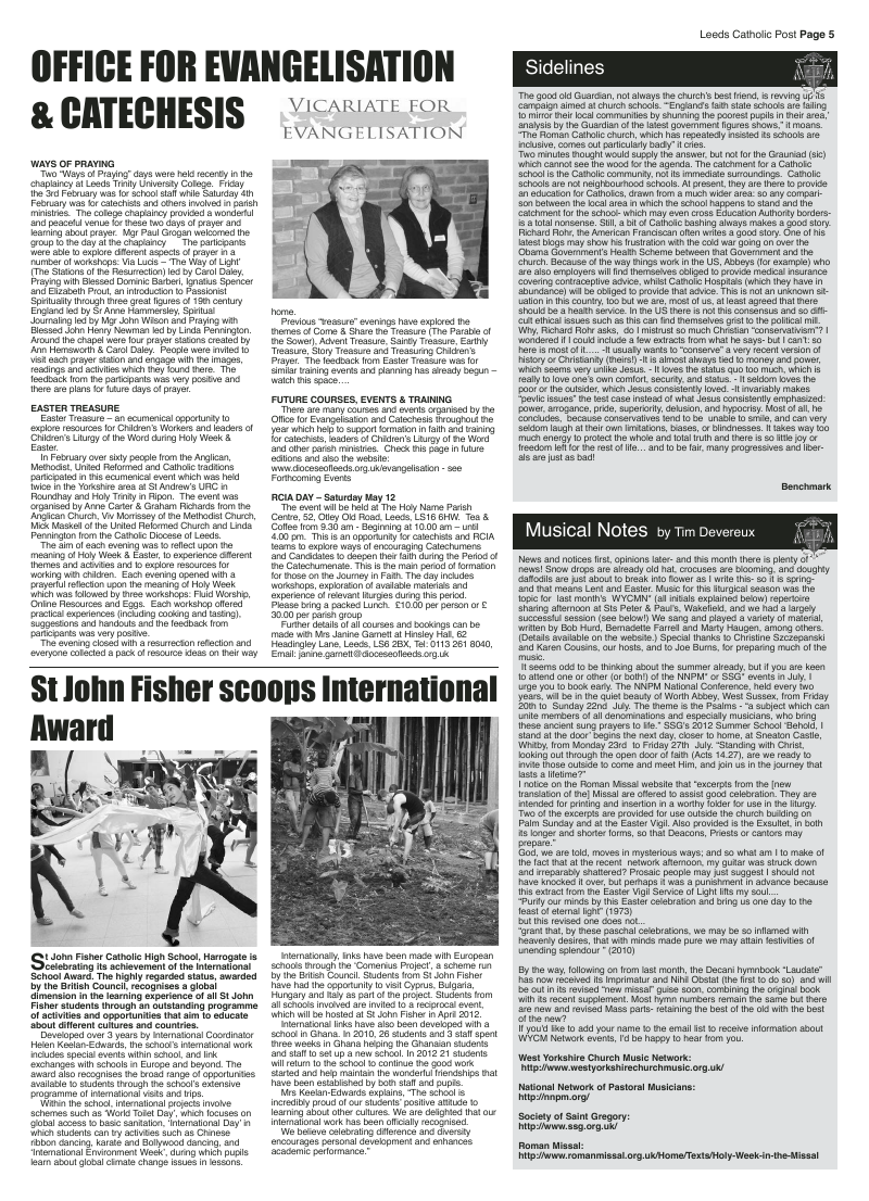 Mar 2012 edition of the Leeds Catholic Post Mar 2012 edition of the Leeds Catholic Post