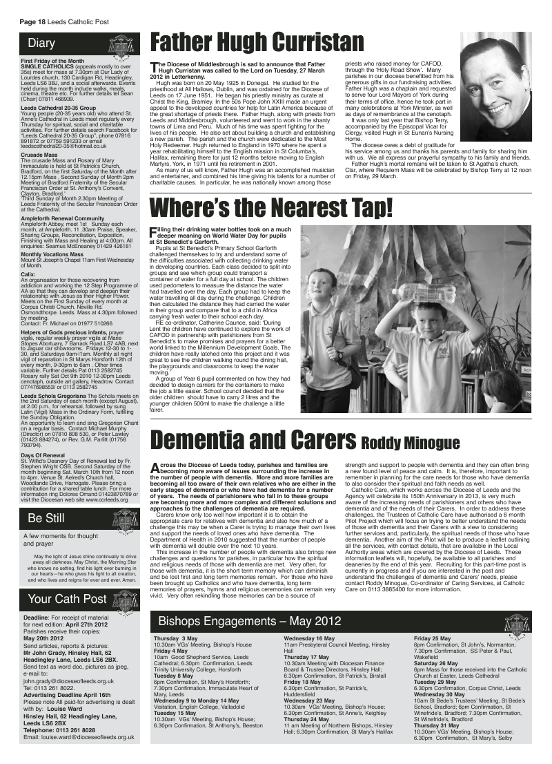 Apr 2012 edition of the Leeds Catholic Post Apr 2012 edition of the Leeds Catholic Post