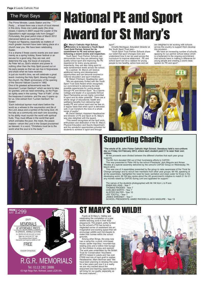 Apr 2012 edition of the Leeds Catholic Post Apr 2012 edition of the Leeds Catholic Post
