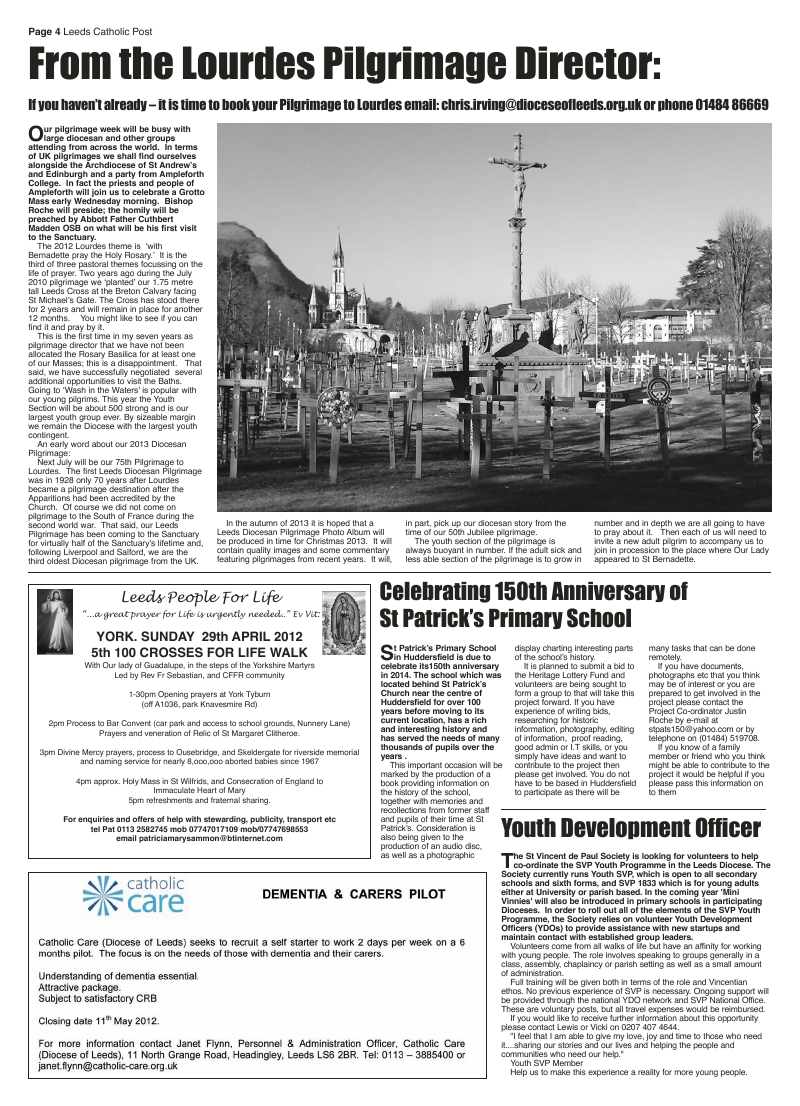 Apr 2012 edition of the Leeds Catholic Post Apr 2012 edition of the Leeds Catholic Post