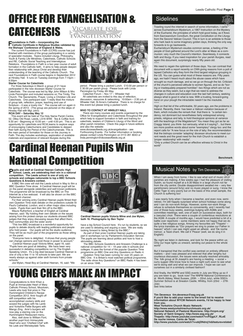 Apr 2012 edition of the Leeds Catholic Post Apr 2012 edition of the Leeds Catholic Post