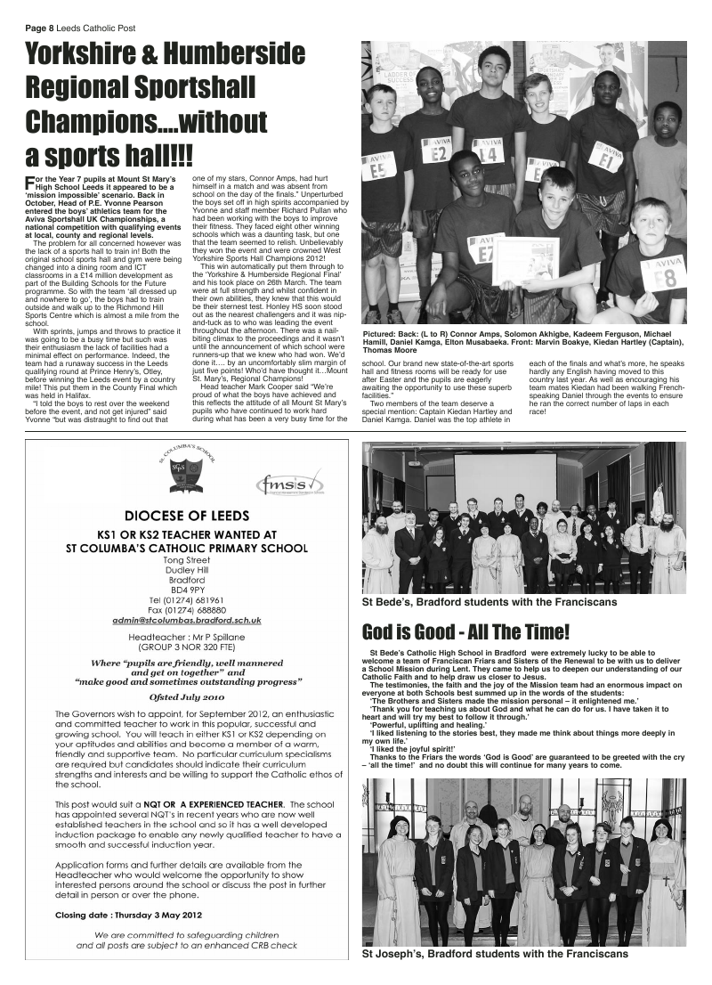 Apr 2012 edition of the Leeds Catholic Post Apr 2012 edition of the Leeds Catholic Post