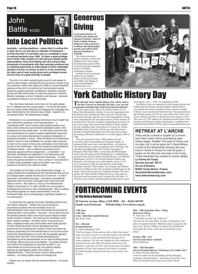 May 2010 edition of the Leeds Catholic Post