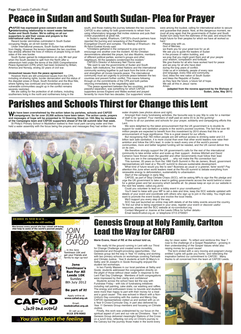 May 2012 edition of the Leeds Catholic Post