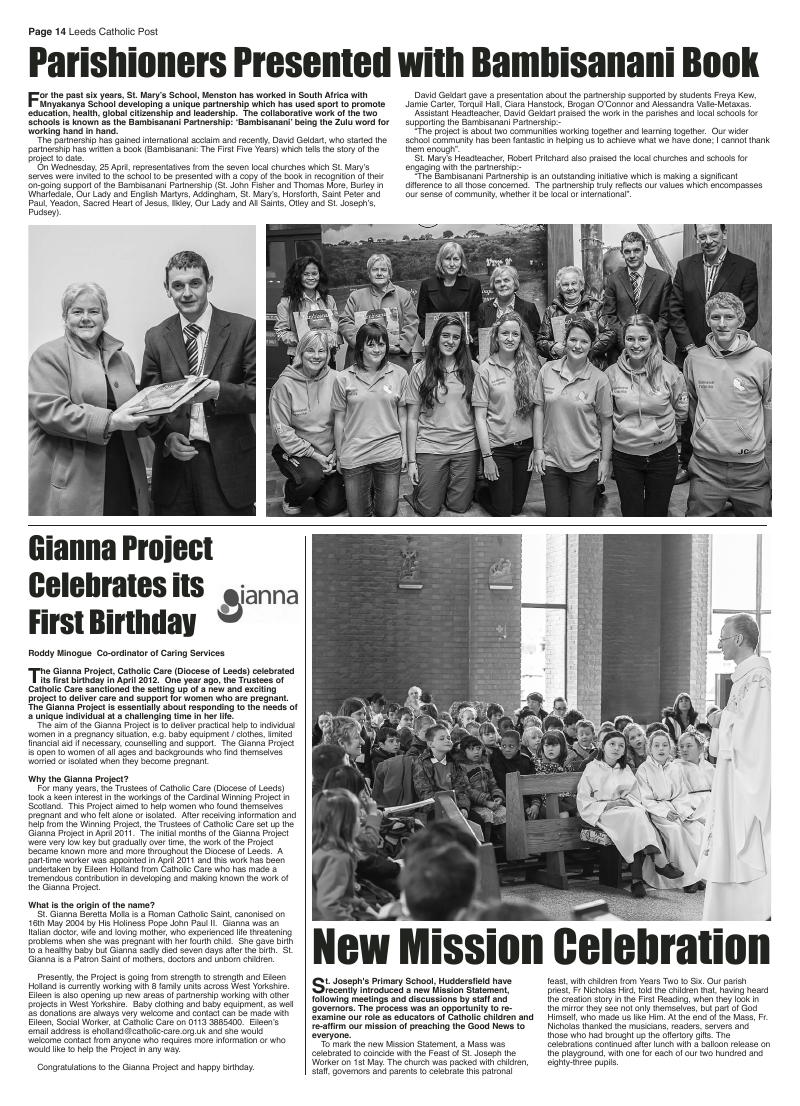 May 2012 edition of the Leeds Catholic Post May 2012 edition of the Leeds Catholic Post