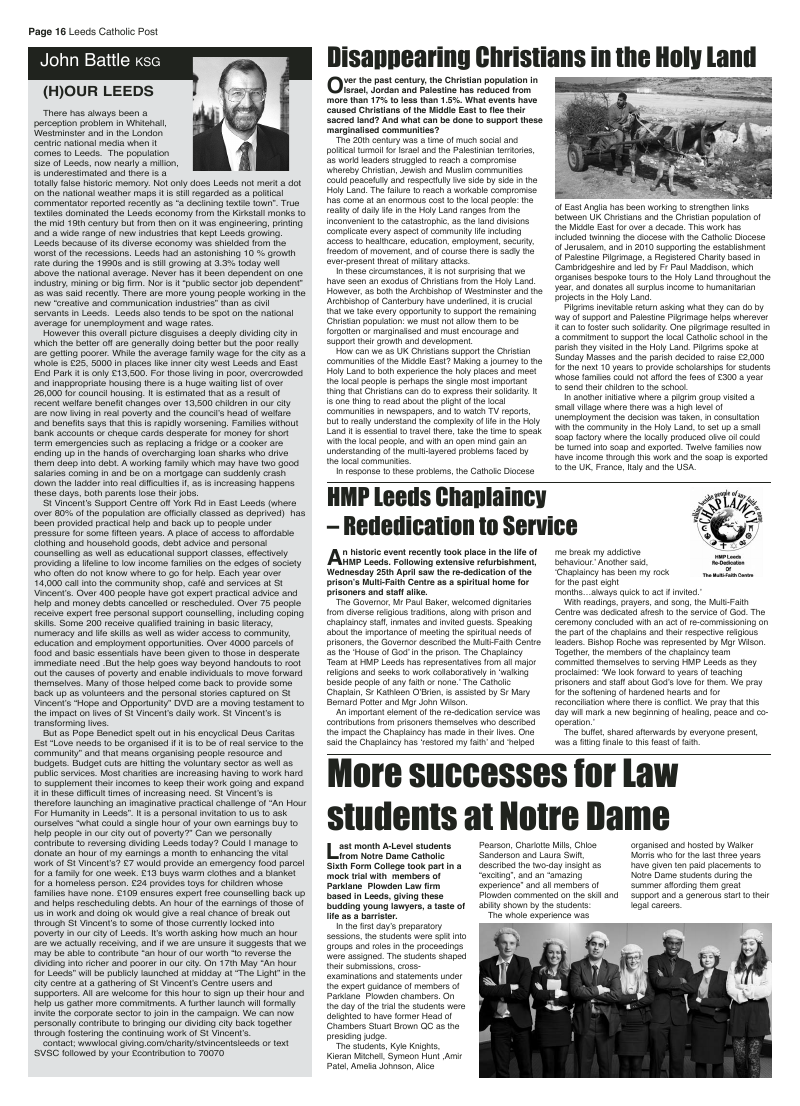 May 2012 edition of the Leeds Catholic Post May 2012 edition of the Leeds Catholic Post