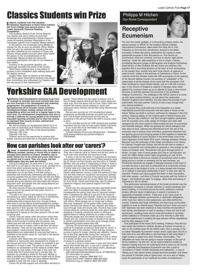 May 2012 edition of the Leeds Catholic Post May 2012 edition of the Leeds Catholic Post