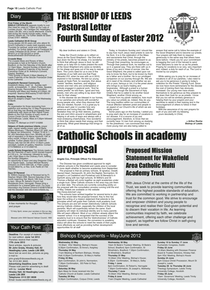 May 2012 edition of the Leeds Catholic Post May 2012 edition of the Leeds Catholic Post