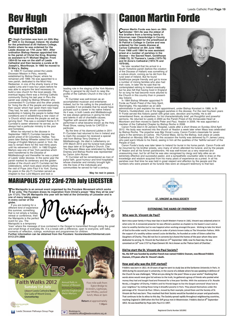 May 2012 edition of the Leeds Catholic Post May 2012 edition of the Leeds Catholic Post