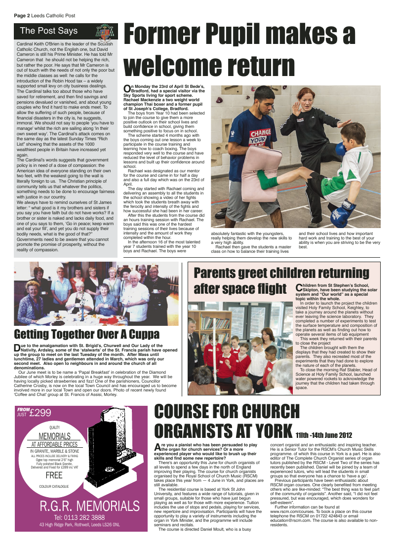 May 2012 edition of the Leeds Catholic Post