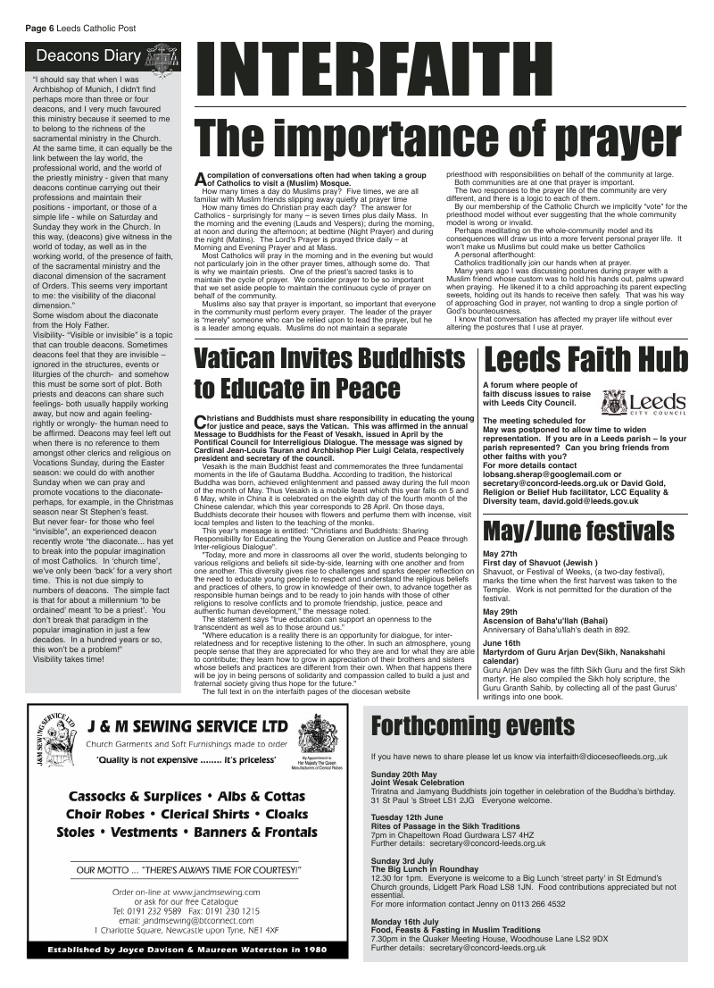 May 2012 edition of the Leeds Catholic Post May 2012 edition of the Leeds Catholic Post
