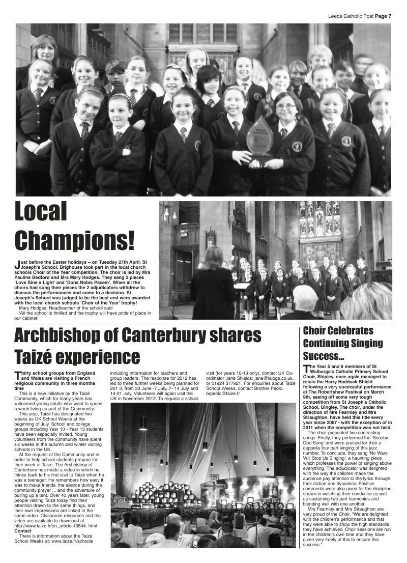 May 2012 edition of the Leeds Catholic Post May 2012 edition of the Leeds Catholic Post