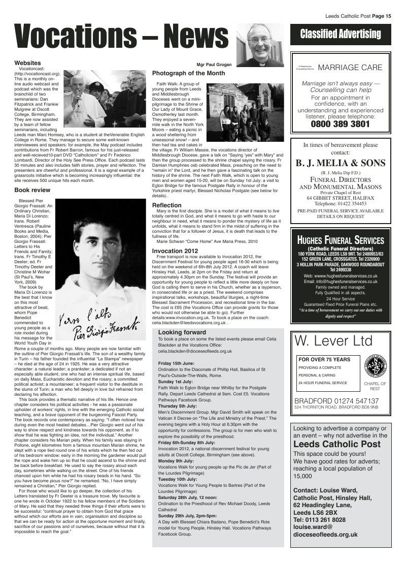 Jun 2012 edition of the Leeds Catholic Post Jun 2012 edition of the Leeds Catholic Post