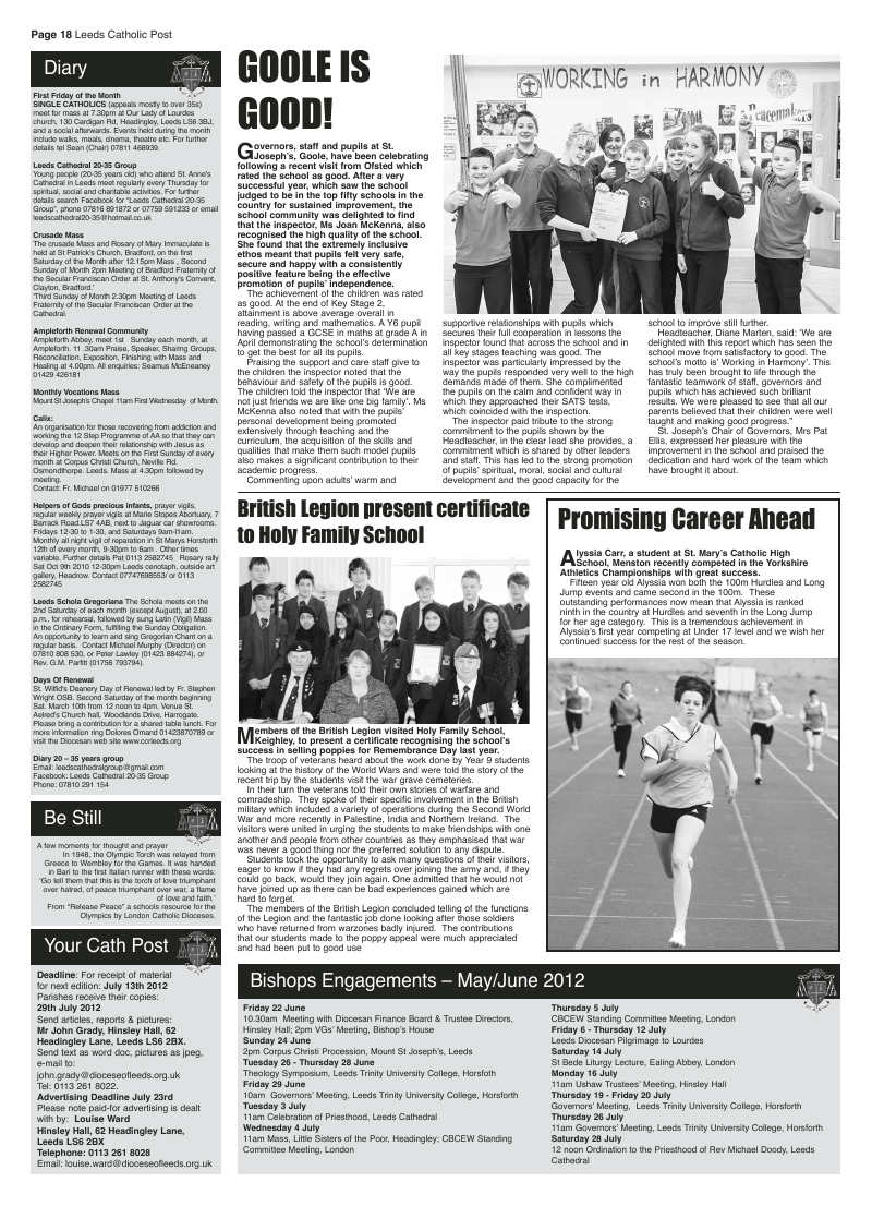 Jun 2012 edition of the Leeds Catholic Post Jun 2012 edition of the Leeds Catholic Post