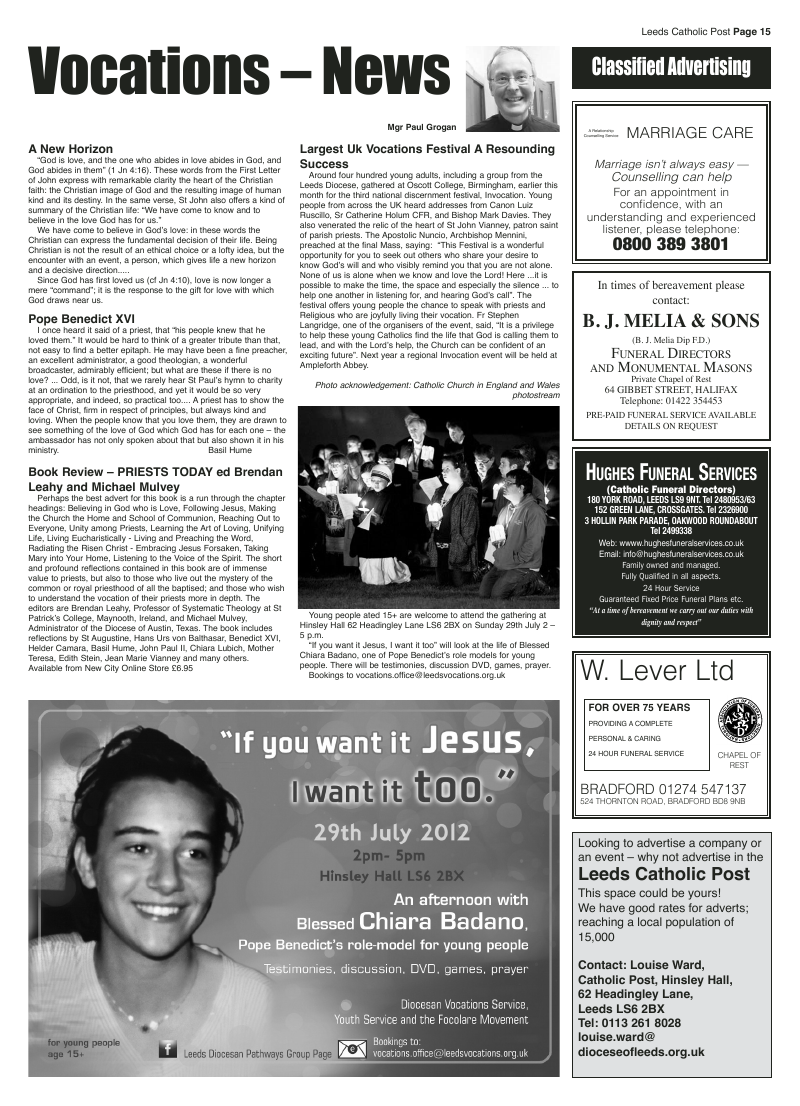 Jul/Aug 2012 edition of the Leeds Catholic Post Jul/Aug 2012 edition of the Leeds Catholic Post