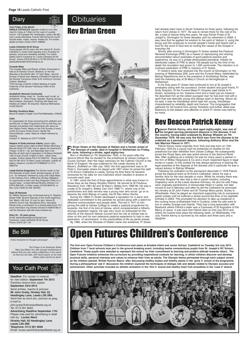 Jul/Aug 2012 edition of the Leeds Catholic Post Jul/Aug 2012 edition of the Leeds Catholic Post