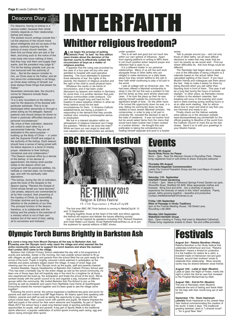 Jul/Aug 2012 edition of the Leeds Catholic Post Jul/Aug 2012 edition of the Leeds Catholic Post