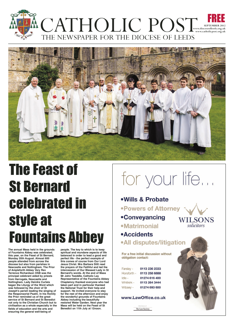 Sept 2012 edition of the Leeds Catholic Post