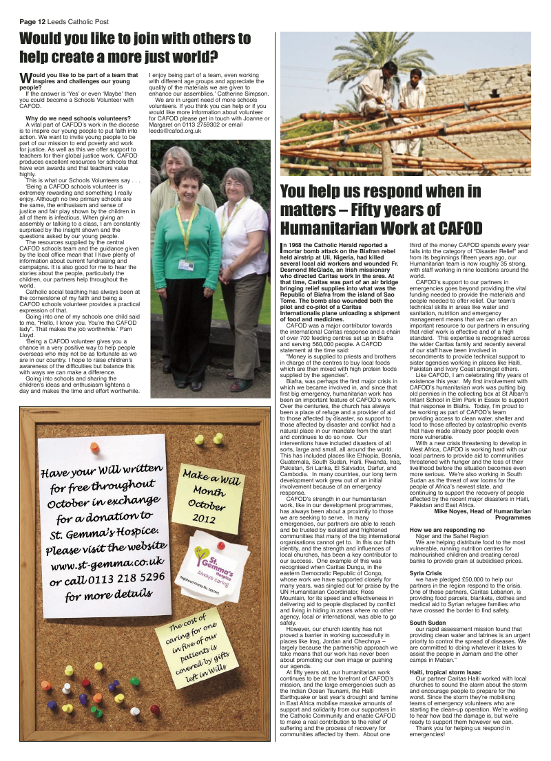 Sept 2012 edition of the Leeds Catholic Post