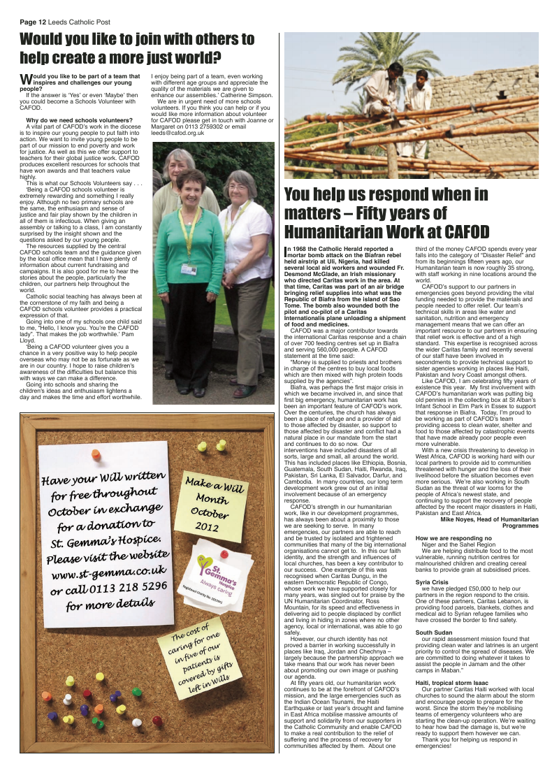 Sept 2012 edition of the Leeds Catholic Post Sept 2012 edition of the Leeds Catholic Post