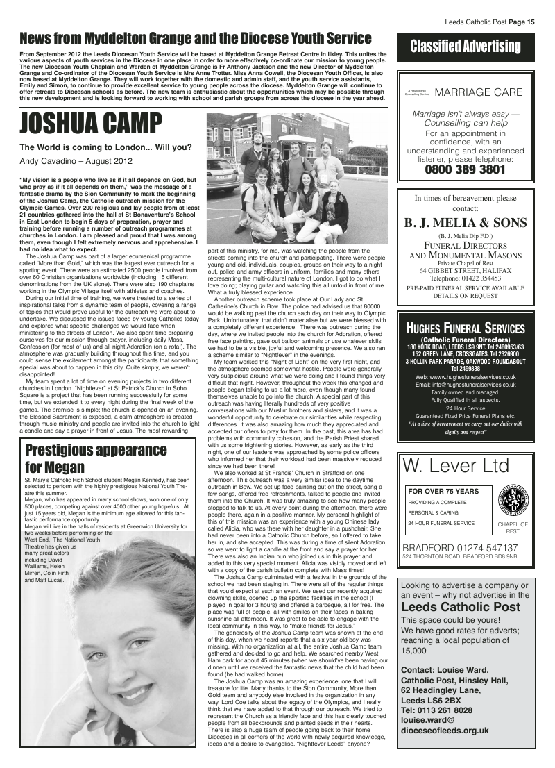 Sept 2012 edition of the Leeds Catholic Post Sept 2012 edition of the Leeds Catholic Post