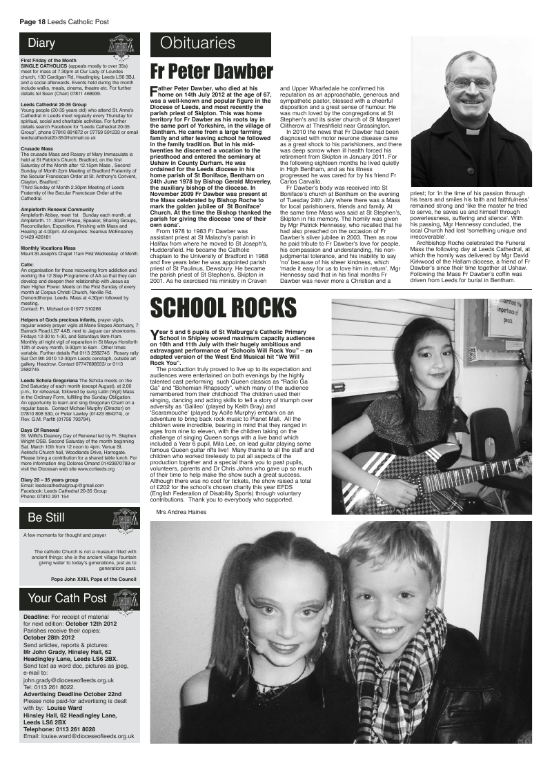 Sept 2012 edition of the Leeds Catholic Post