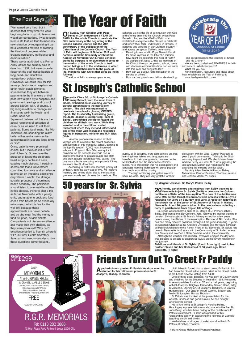 Sept 2012 edition of the Leeds Catholic Post