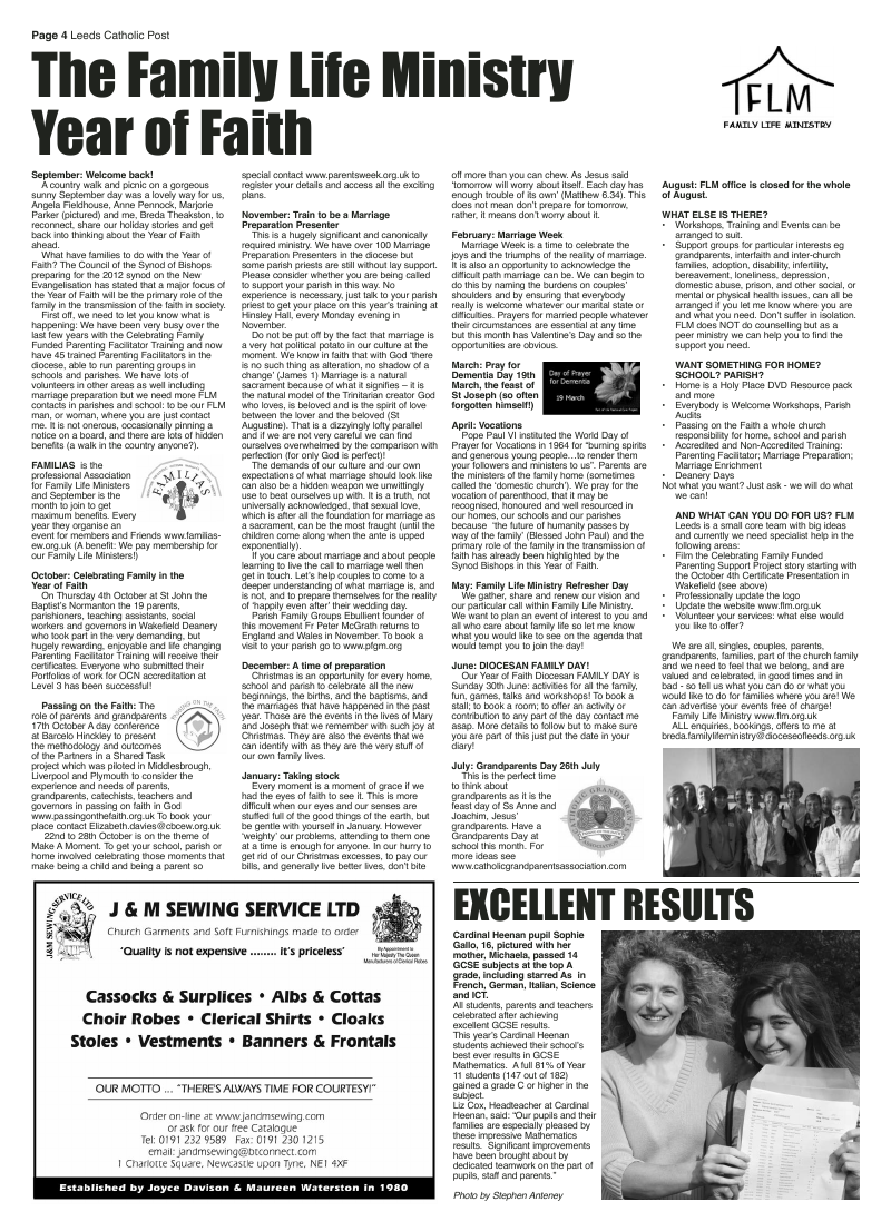 Sept 2012 edition of the Leeds Catholic Post