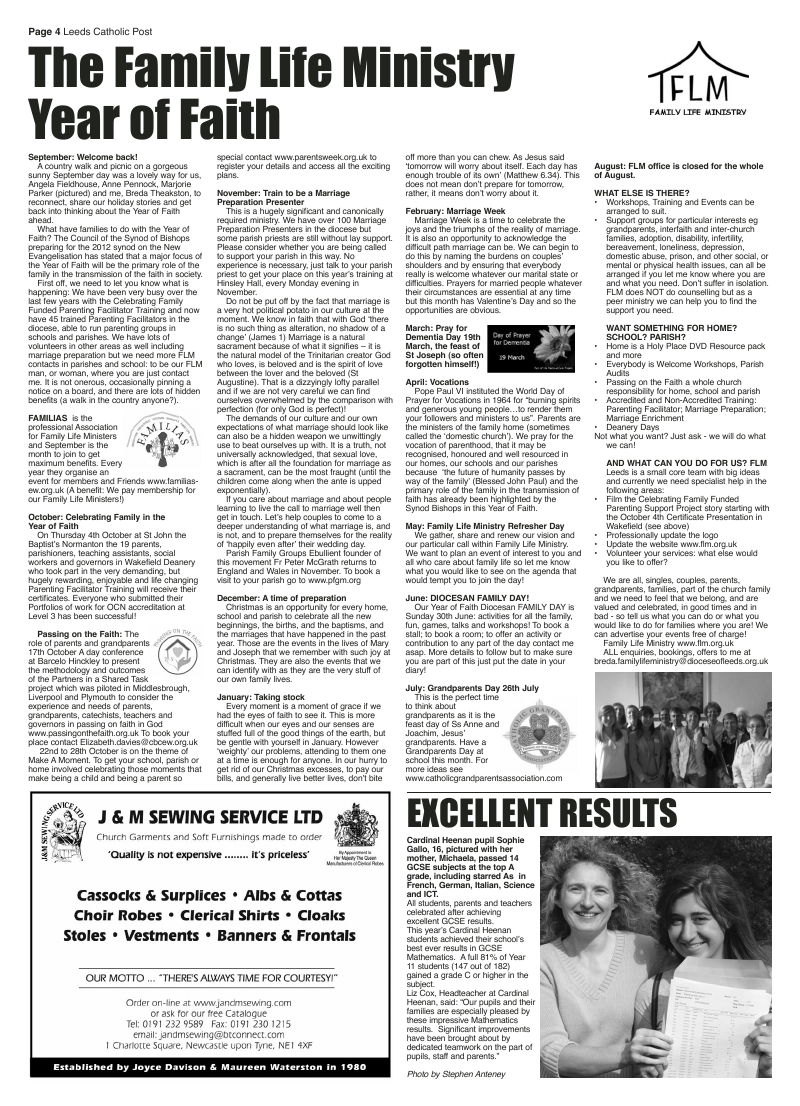 Sept 2012 edition of the Leeds Catholic Post Sept 2012 edition of the Leeds Catholic Post