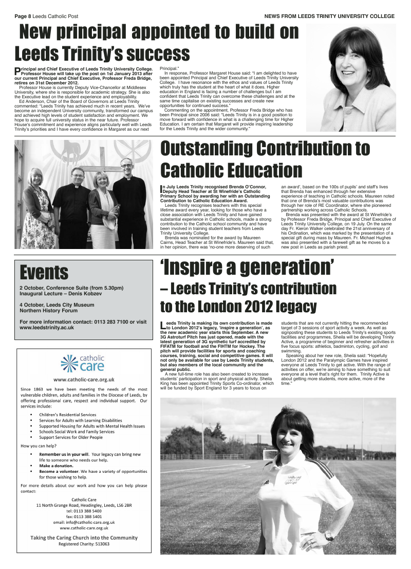 Sept 2012 edition of the Leeds Catholic Post Sept 2012 edition of the Leeds Catholic Post
