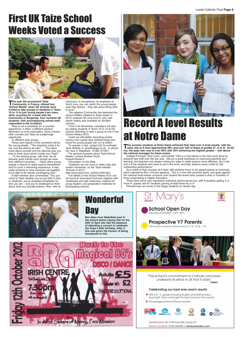 Sept 2012 edition of the Leeds Catholic Post