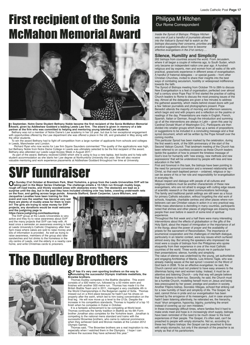 Oct 2012 edition of the Leeds Catholic Post