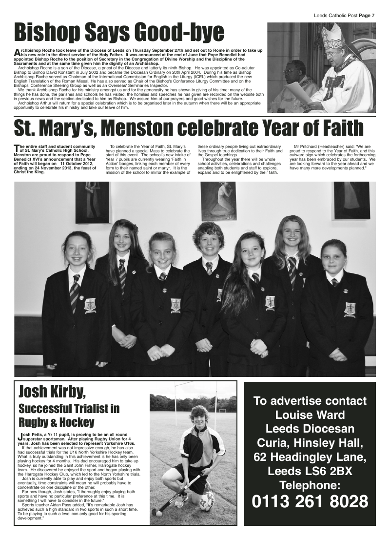 Oct 2012 edition of the Leeds Catholic Post