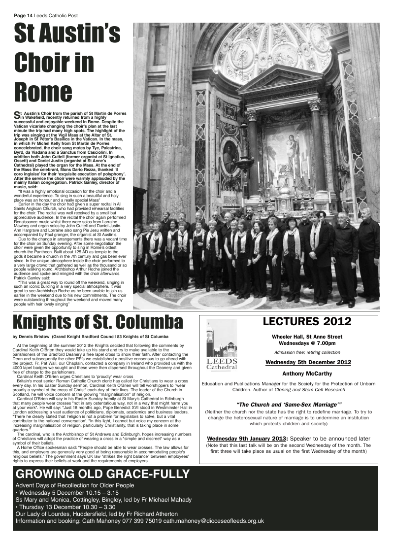 Nov 2012 edition of the Leeds Catholic Post Nov 2012 edition of the Leeds Catholic Post