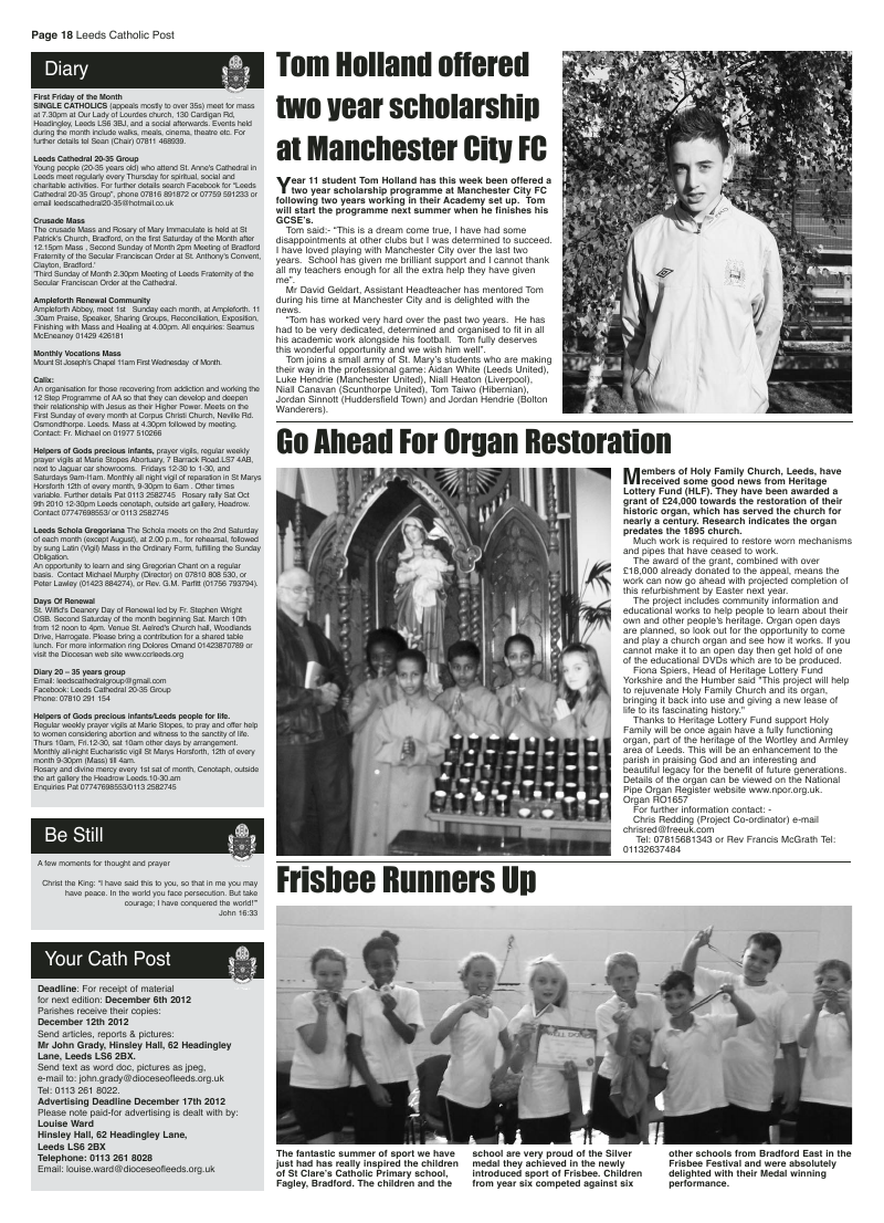 Nov 2012 edition of the Leeds Catholic Post Nov 2012 edition of the Leeds Catholic Post