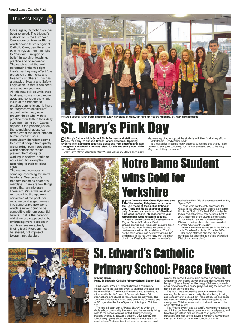 Nov 2012 edition of the Leeds Catholic Post Nov 2012 edition of the Leeds Catholic Post
