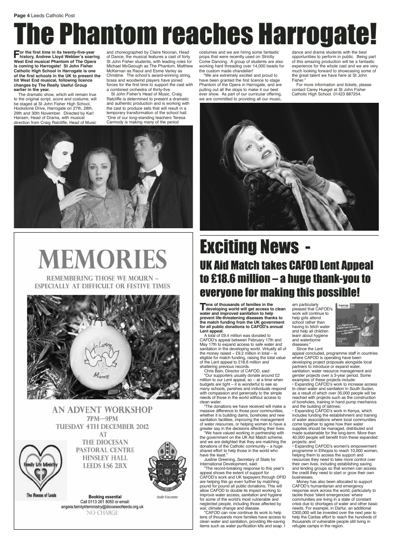 Nov 2012 edition of the Leeds Catholic Post Nov 2012 edition of the Leeds Catholic Post