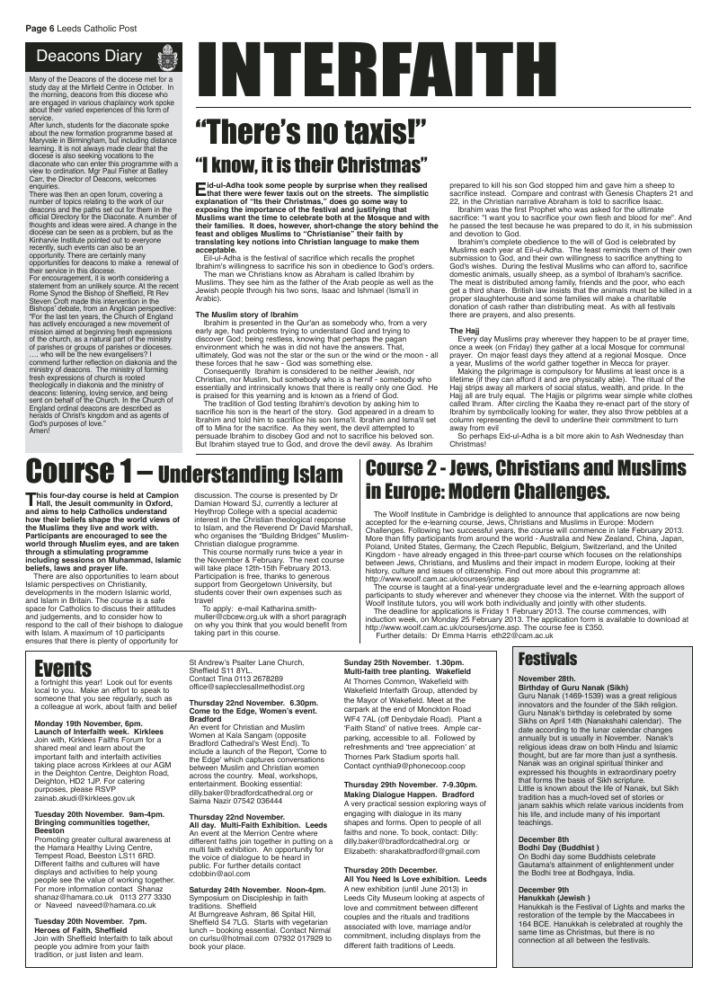 Nov 2012 edition of the Leeds Catholic Post Nov 2012 edition of the Leeds Catholic Post