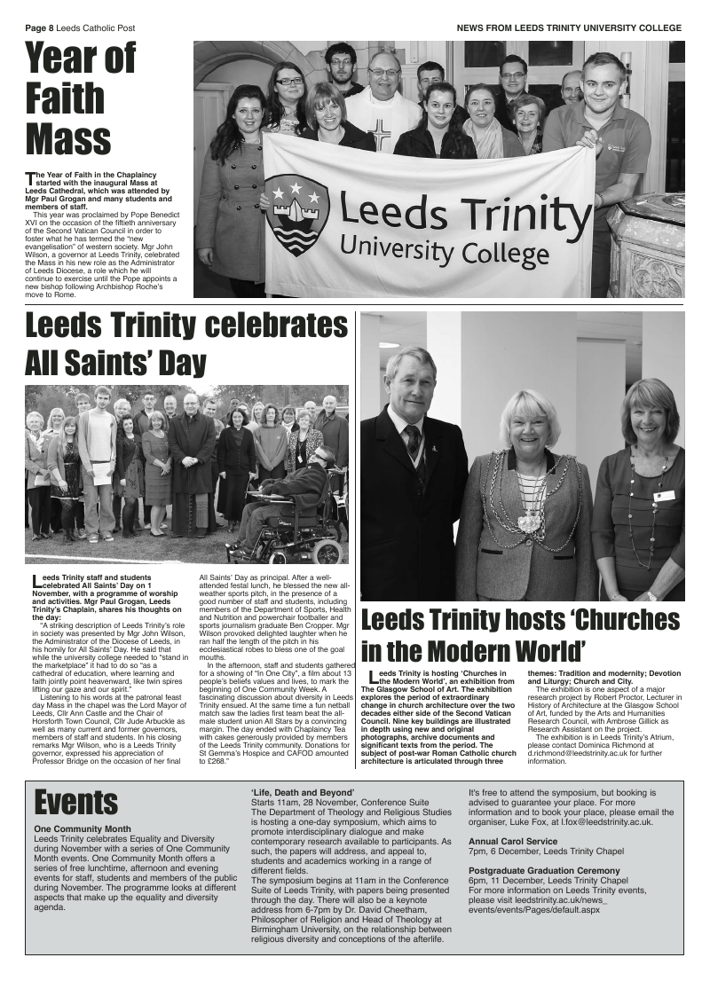 Nov 2012 edition of the Leeds Catholic Post Nov 2012 edition of the Leeds Catholic Post