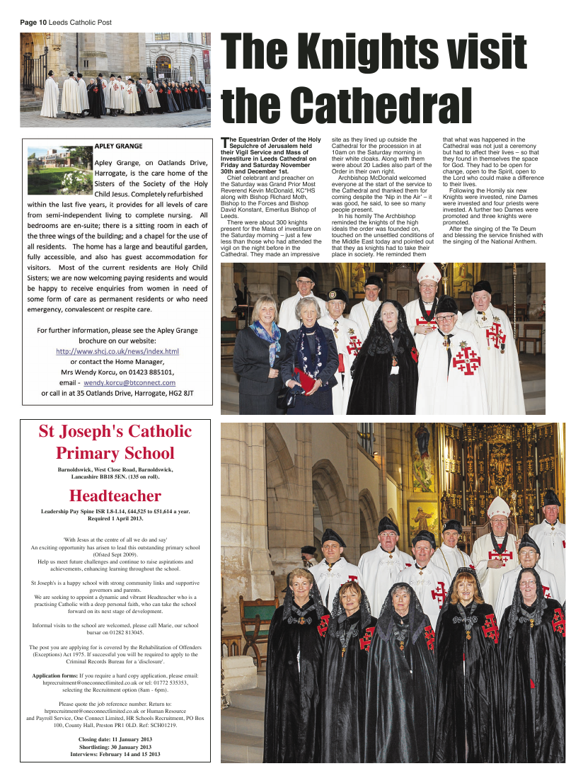 Dec 2012 edition of the Leeds Catholic Post Dec 2012 edition of the Leeds Catholic Post