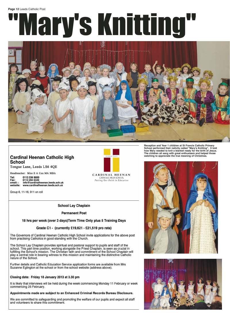 Dec 2012 edition of the Leeds Catholic Post Dec 2012 edition of the Leeds Catholic Post