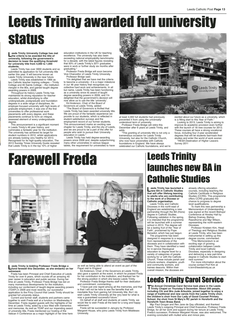 Dec 2012 edition of the Leeds Catholic Post Dec 2012 edition of the Leeds Catholic Post